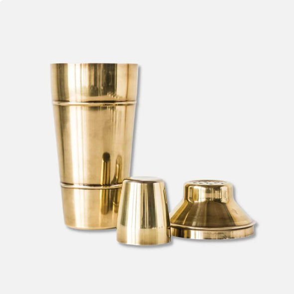 Stainless Steel Cocktail Shaker with Antique Brass Finish