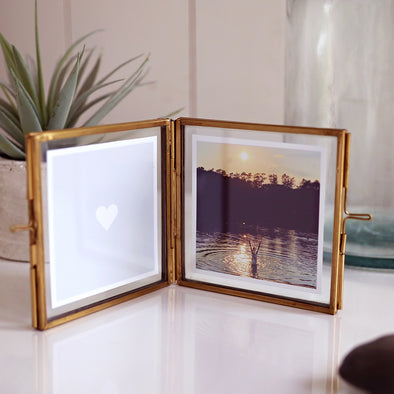 Antique Brass Bi-fold Picture Frame