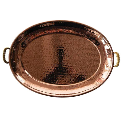 Hammered Stainless Steel Tray with Copper Finish