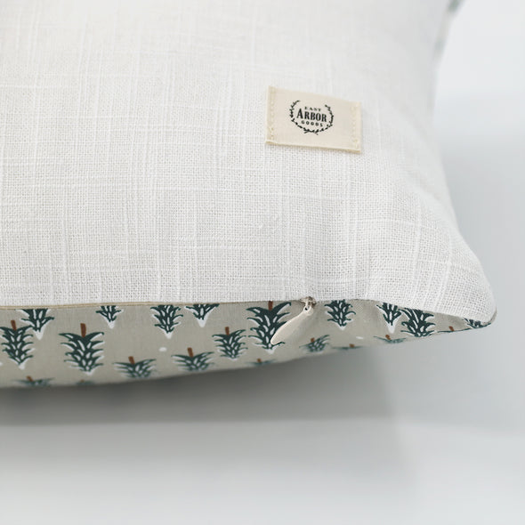 Evergreens & Linen Throw with Pillow Insert