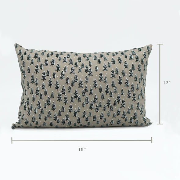 Evergreens & Linen Throw with Pillow Insert