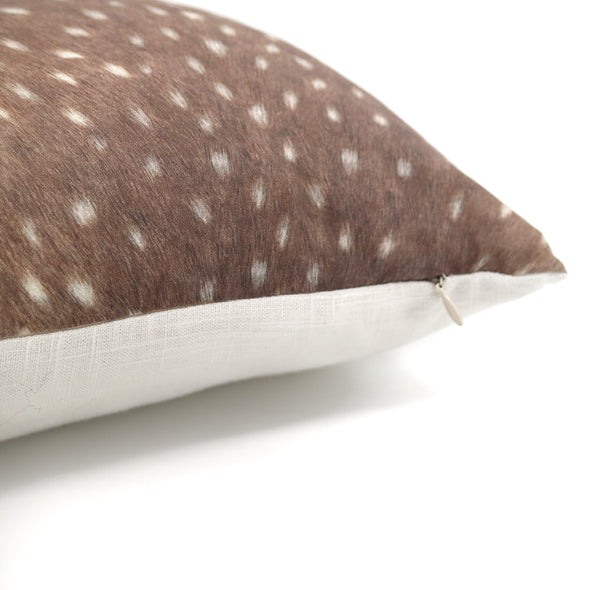Faux Fawn & Linen Throw with Pillow Insert