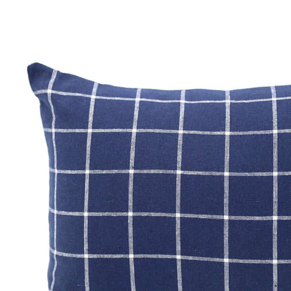 Navy Windowpane & Linen Throw with Pillow Insert