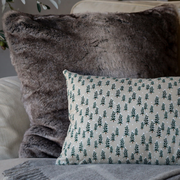 Evergreens & Linen Throw with Pillow Insert