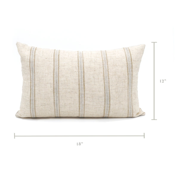Neutral Stripe Linen Throw Pillow Cover