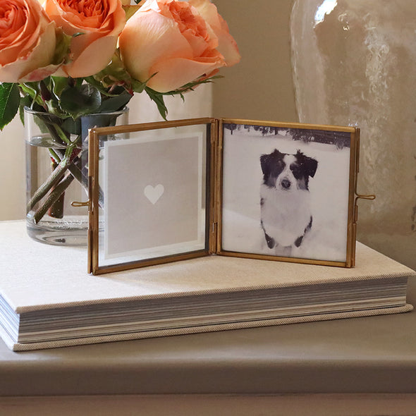 Antique Brass Bi-fold Picture Frame