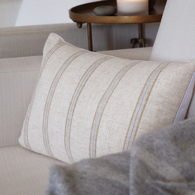 Neutral Stripe Linen Throw Pillow Cover