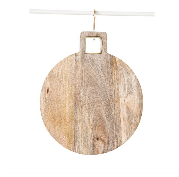 Mango Wood Cutting Board w/ Brass Trim Handle - East Arbor Goods